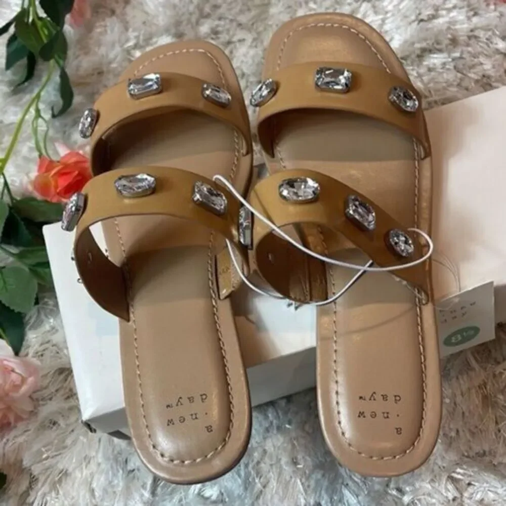 Women's Brit Two Band Embellished Sandals A‎ New Day Size 8.5